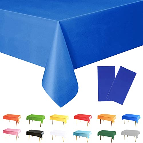 2Pcs 137*274cm Disposable Blue Table Cloth Table Covers,Union Jack King Charles III Coronation Souvenir Decoration Table Cloth,Plastic Blue Table Cloth Party for Picnic,Birthday Parties Decor