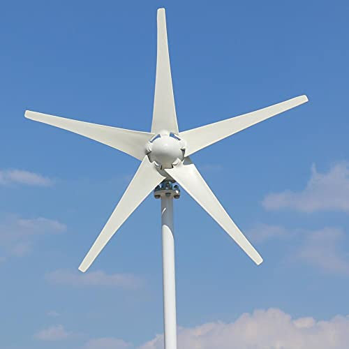 Genway Aerogenerador 600W 12V Turbina Eolica 5 Palas Controlador de Carga MPPT Gris