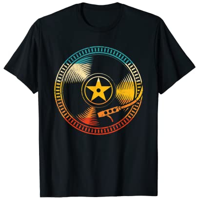 Retro DJ Shirt Vinyl Schallplatte Turntables Plattenspieler T-Shirt