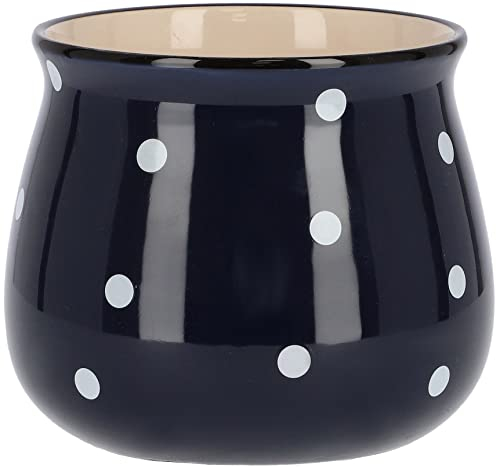 KOTARBAU® Keramik Blumentopf Übertopf ⌀ 125 mm Dunkelblau in Weiße Punkte Erbsen