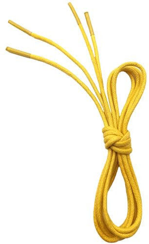 VSUDO Lacets ronds cirés pour chaussures habillées - Diamètre de 2,5 mm - Lacets de rechange fins pour chaussures richelieu, derbies, brogues, blucher, bottines richelieu ou bottes en daim, jaune, 70
