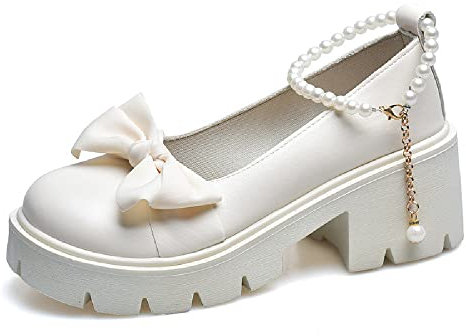 Damen Plattform Mary Janes Schuhe Sweet Toe Knöchel Lolita Gothic Plateau Kleid Pumps Schuhe Chunky Plateauschuhe Lackleder Kleid Schuhe