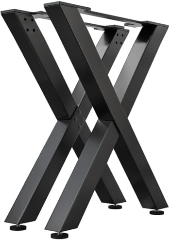 Juana | Tischbeine Metall Schwarz | 2 Stück X Form Tischkufen | Tischgestell B68xH105 cm | Möbelkufen für Stehtisch