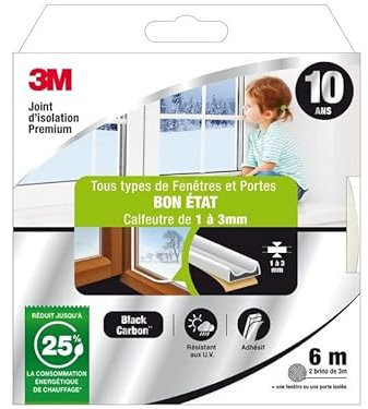 Joint Porte/Fenêtre Universel Bon Etat Premium 1 À 3 mm X 6 m Blanc