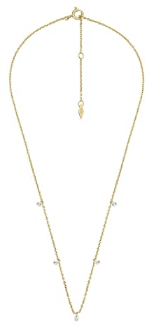 Fossil Sadie Damen-Edelstahl-Halskette mit Karabinerverschluss, Helles Gold