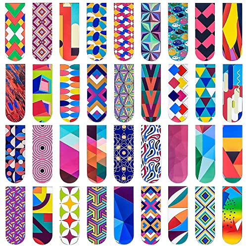 XUIIOSOOKP 36 Pcs Magnetic Bookmarks Colorful Page Markers for Reading | Colorful assorted magnetic bookmarks, book mark page clips with magnet for adults school stationery and book reading.