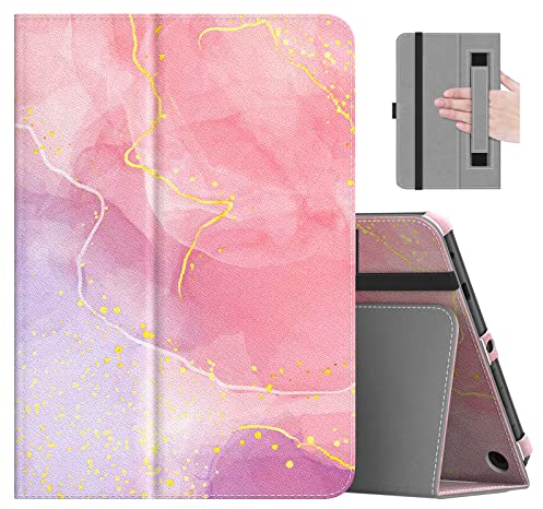 MoKo Case Fits All-New Amazon Kindle Fire HD 8 & 8 Plus Tablet (12th Generation/10th Generation, 2024/2022/2020 Release) 8,Slim Folding Stand Cover with Auto Wake/Sleep, Flowing Purple/Pink