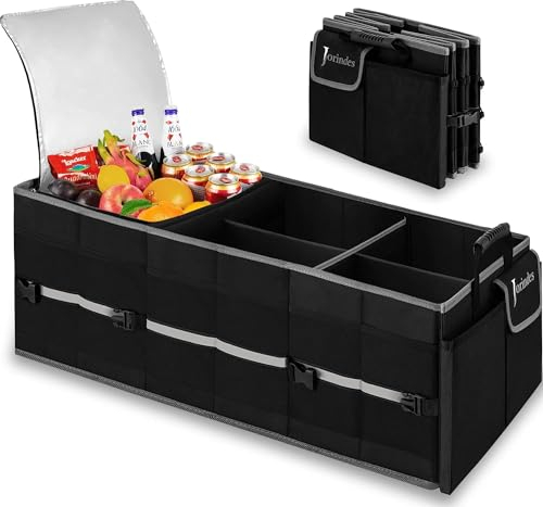 Jorindes Car Boot Organiser Storage: Car Storage Organisers With Cooler Bag - Durable Waterproof Camping Organiser 3 Large Box 5In1 - Adjustable Straps Boot Tidy (Boot Organiser Without Lid)