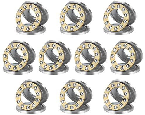 HiPicco Thrust Ball Bearings, 10pcs F12-21M Miniature Plane Axial Ball Bearing 3-in-1, 12mm x 21mm x 5mm Chrome Steel Single Direction