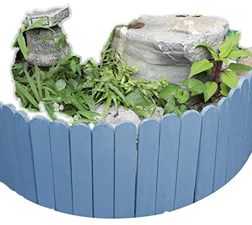 GOCHUSX Hölzerner Zaun, Einfassungen Für Außenanlagen, Flexible Dekorative Einfassung, Baum Zaun Für Haus Patio Hof Balkon (Farbe : Blau, Größe : 3pcs-300X20CM(117X7.8IN))
