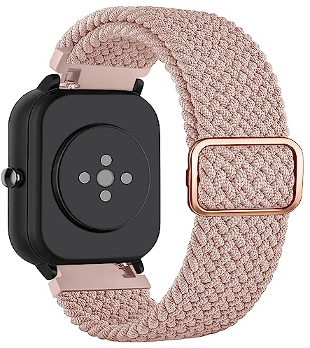 Tobfit für Amazfit GTS 2 Mini Armband/Amazfit GTS 4 Mini Armband für Herren Damen, 20mm Geflochtenes Elastic Sport Dehnbarer Ersatzband für Amazfit Bip U/Bip U Pro/Bip 3/Bip 3 Pro/Bip Lite(Rosa)
