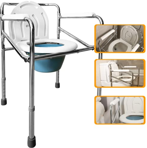 OrtoPrime Silla WC Personas Mayores CONFORT - Silla ORINAL WC portátil con Bidet Acoplable - Silla Inodoro portátil - Silla WC Portátil adultos - Silla Ducha mayores Silla Baño Ancianos WC
