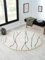MY-RUG Teppich Linnea rund weiß schwarz mit Muster und Linien, Wohnzimmerteppich kurzflor Shaggy, Boho & geometrisch, Schlafzimmer Teppich im Landhaus Stil