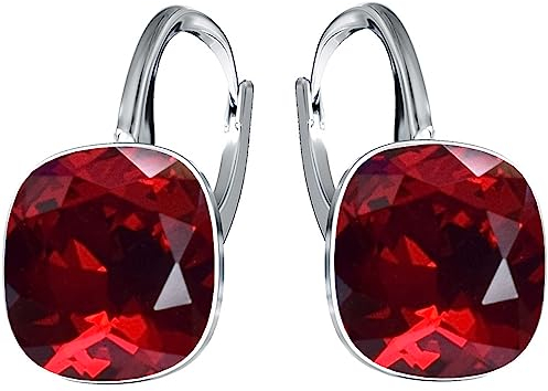 MŚ 1997 MENNICA ŚWIDNICKA Hängende Ohrringe 925 Silber mit Marken Kristall Zirkonia - Damen Schmuck Echt Silberne Hänge Ohrhanger Ideal Geschenge (Rot)