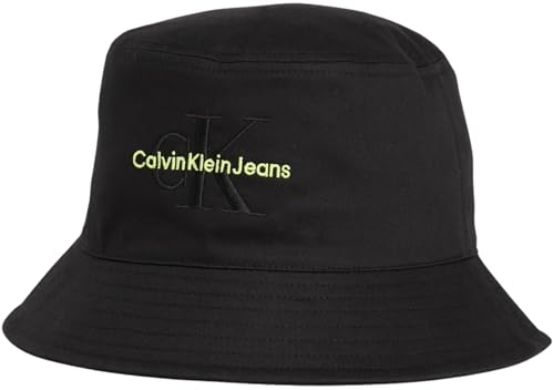 Calvin Klein Jeans Damen Fischerhut Monogram Bucket Hat, Schwarz (Black/Sharp Green), Einheitsgröße