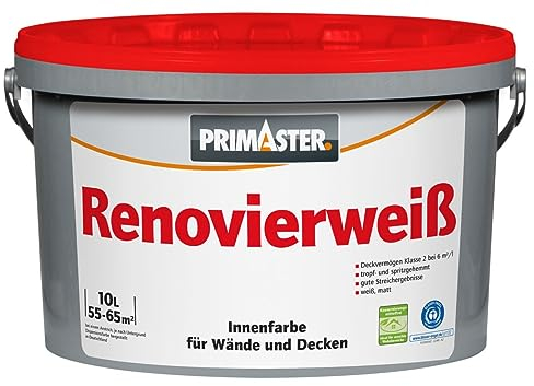 Primaster Renovierweiß konservierungsmittelfrei 10 L Wandfarbe Innenwandfarbe