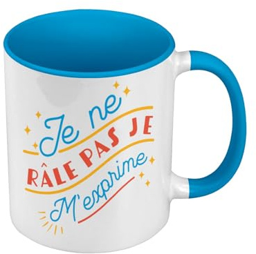 Tasse in Premium-Qualität, Blau – Je ne rasle pas Je m'exprime – Tasse mit Henkel und Innenseite in Farbe
