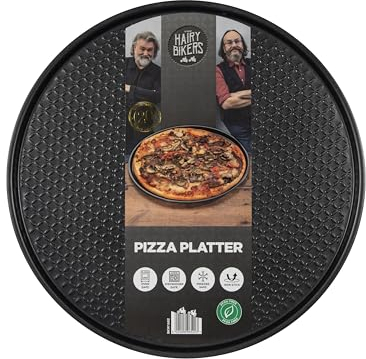 Hairy Bikers Bakeware, Pizza Tray, Non-Stick Coating, PFOA Free, Oven Safe, Dishwasher Safe, Freezer Safe, Black