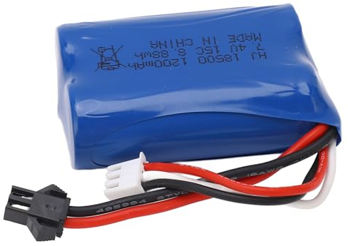 RC LiPo-Akku, 7,4 V, 1200 MAh, RC-Car-Lithium-Akku, Hervorragende Leistung, 8,88 Wh Ferngesteuerter Auto-Lithium-Polymer-Akku mit SM 2P-Stecker für RC-Crawler-Autos