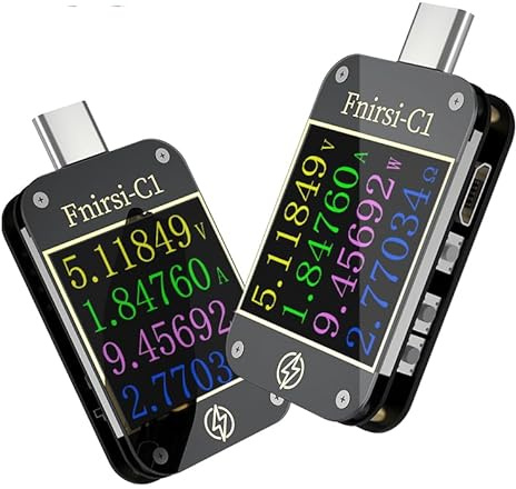 Fnirsi USB Tester Charge Detection -C1 Typ-C PD Trigger USB-C Voltmeter Ammeter Fast Charging Protocol Test Type-C Meter Power Bank Tester mit PC Software(-C1+Bluetooth)