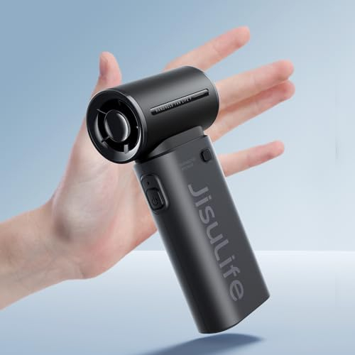 JISULIFE Ventilador de mano, Mini Ventilador Recargable USB, 3600 mAh Personal Maquillaje/Ventilador de Pestañas, Ventilador de Bolsillo Portátil con 5 Velocidades, Para Mujeres Hombres Viajes Negro
