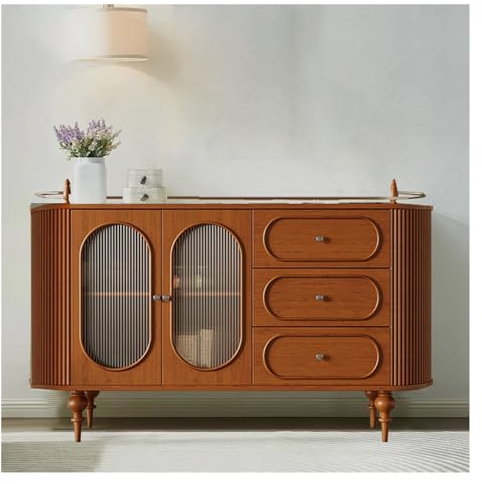 GLigeT Sideboard Wohnakzentschrank mit Türen, moderner Sideboard-Buffetschrank aus Holz, Anrichte-Aufbewahrungsschrank for Wohnzimmer, Schlafzimmer, Küche, Büro Highboard (Color : Orange-A)