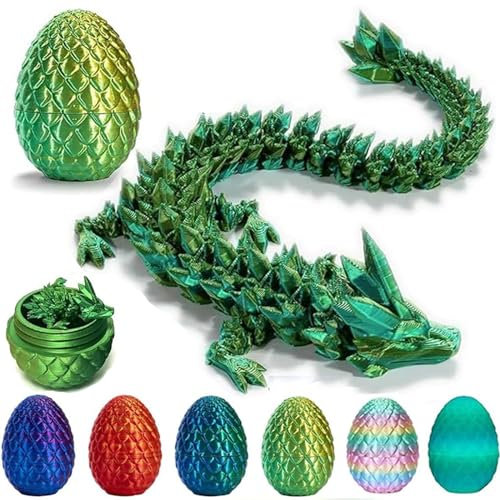 3D Gedruckter Drache, Realistische Dracheneier im Ei Gelenkiger Voll Beweglicher, Kristalldrache mit Drachenei, Zappelspielzeug für Kinder Erwachsene Heim Büro Schreibtischspielzeug