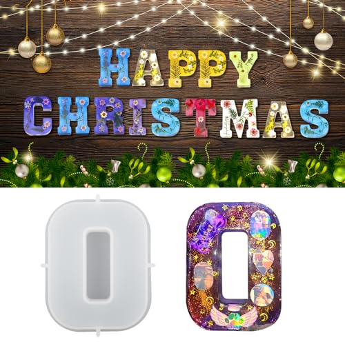 wikimo Silikonform Buchstaben Groß, 18 cm/7 inch Epoxidharz Formen für 3D-Alphabet, Silikonform GießForm für Geburtstag Hochzeit Party Weihnachten Kunst Basteln Ornamente(O)