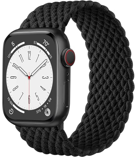 Maledan Intrecciato Cinturini Compatibili con Cinturino Apple Watch 41mm 40mm 38mm per Donna Uomo, Cinturini Sportiva Elastica Regolabile per iWatch SE Series 9 8 7 6 5 4 3 2 1 Ultra, Nero