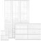 Blisswood High Gloss Bedroom Furniture Set 3 Piece Bedroom Set With High Gloss 3 Door Wardrobe & 6 Drawer Chest of Drawer + 2 Drawer Bedside Table Cabinet for Bedroom Storage Furniture Set (White)