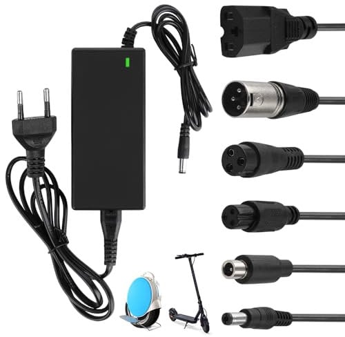 Chargeur Trotinette Électrique, 42V 2A Chargeur de Batterie Hoverboard 36V Chargeur Trottinette Électrique avec 6 Connecteurs pour Xiaomi M365 Scooter Électrique, Planche à Dérive