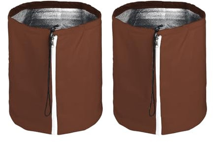 CPROSP 2 Pcs Housse pour Pot de Fleur 50 * 45cm, Protection Gel Plantes en Pot, Housse Hivernage Plante avec Cordon de Serrage, Fermeture Éclair et Tapis en Fibre de Coco Ø 45 cm, Jaune-Brun