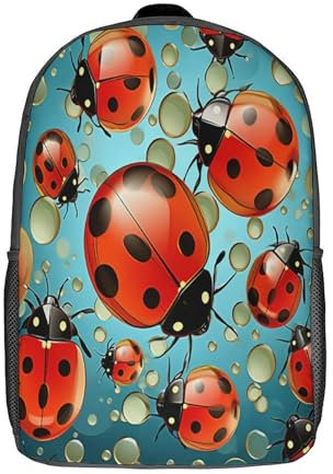 SUFFERBOW Ladybug Schultasche 3D Schulrucksack Kindergartenrucksack Große Kapazität Nette Leichte Laptop Schulranzen Für Schule Kinder Schüler 17inch