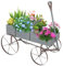 GOPLUS Jardinière Forme Brouette, Brouette Décorative en Bois avec 4 Roues en Métal, 2 Bac de Plantation Séparés avec Trous de Drainage, Charge Jusqu'à 15kg, 35×62,5×60cm (Gris)