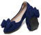 YOUNIFIZ Women Ballet Flats Foldable Fashion Bowtie Comfort Pointed Toe Slip On Ballerina Ladies Casual Comfort Faux Suede Loafers (Navy Blue,Size 7)