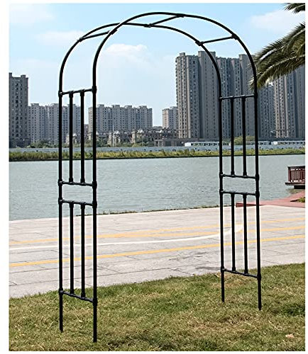 Arche de jardin en métal pour plantes grimpantes, tonnelle de rose robuste pour décoration de jardin extérieure, support d'arche autoportant, noir, hauteur de 2,4 m