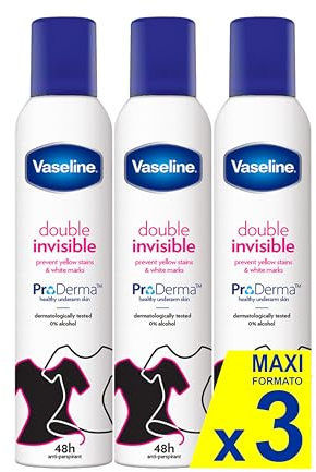 Vaseline Double Invisible Anti-Transpirant für Damen 250 ml | 48h Sweat Protection & Long-lasting Freshness 3er Pack