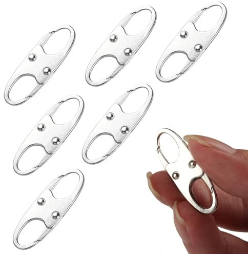 6 Pcs Zipper Lock Clips, Anti Theft Zipper Clips Anti Theft Deterrent Carabiner Zipper Locks, Dual Opening Snap S Hooks Zipper Pull Replacement for Camping Traveling Handbags Backpacks Locks-Silver