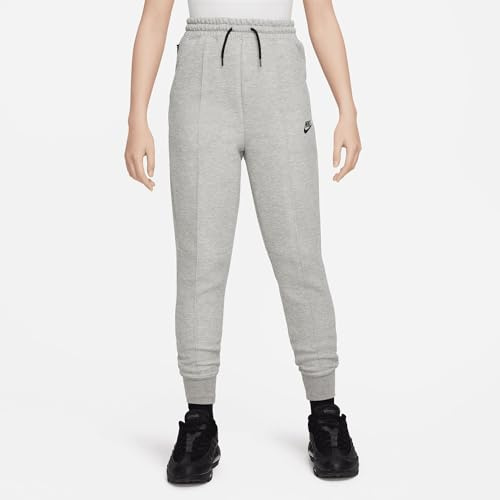 NIKE Mädchen Tech Fleece Jogger Hose, Dark Grey Heather/Black/Black, 10/12 Jahre