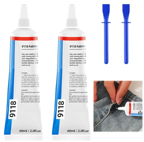 2 Pcs 60ml *2 Fabric Glue for Clothes Fabric Glue for Upholstery Material Glue for Fabric Fabric Glue Strong Fabric Glue Suitable for Clothing Diy Crafts Textiles Machine Washable Dry Clean