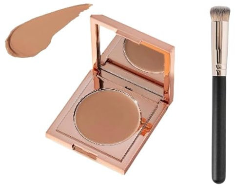 Colored Clay Cc Undereye Corrector,Undereye Color Corrector For Dark Circles,Undereye Corrector With Brush,Under Eye Concealer,Cream Foundation Under Eye Makeup, (Medium-tanpeach, 5cm)