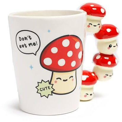 Puckator Cute Mushroom/Toadstool Shaped Handle Mug - Funny Home Accessories - Cute Gifts for Girlfriend - Large Mugs for Men Women Hot Drinks - Cute Cups Presents - Secret Santa Gift - Cup Set