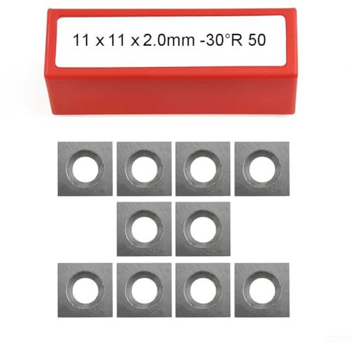 Besttoolifes Woodturning 11X11x2.0mm R50 Round Carbide Insert Cutter Negative Rake Angle Replacement Blades For Finisher Wood Turning Tools, 10Pcs