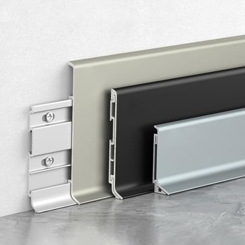 Raouoae Skirting Board Cover 125 Cm * 2 Pieces Flooring Trim Skirting Over Skirting Aluminum Skirting Board Beading For Clean, Professional Wall-Floor Finish(White,Height: 4cm)