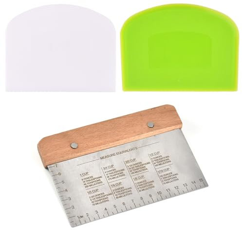 Kzouenzu Grattoir À Pâte, Grattoir À Pâte En Plastique Et Acier Inoxydable, Aide De Cuisine Multi-Usage Pour La Cuisson Du Pain Faisant La Pizza