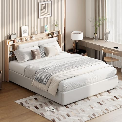 Bett mit Bettkasten, 160 x 200 cm mit LED-Rahmen, gepolstertes Doppelbett mit Kopfteil, Stauraum, Doppelbett, Polsterbett 160 x 200 cm mit Lattenrost (klappbares Kopfteil, 160 x 200 cm)