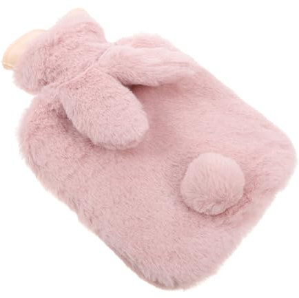 Healeved Small 500ml Rabbit Plush Hot Water Bottle with Soft Insulated Cover, Portable Warm Water Bag for Boys and Girls and Baby Hand Warmer, for Travel and Menstrual Cramps Relief