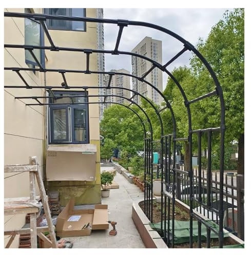 Metal Garden Arch, Wall-Mounted Rose Arbor Half-Side Trellis For Climbing Plants, Weatherproof Galvanized Steel Wedding Arch For Gardens, Weddings, And Outdoor Decor(W 6.5 x H 7.8 ft)