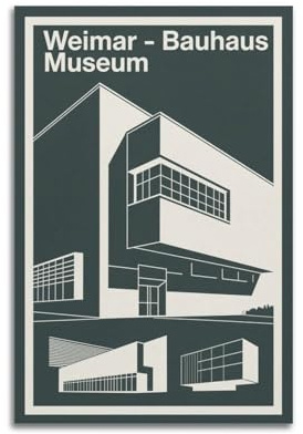XKUGA Retro-Reiseposter Deutschland, Weimar, Bauhaus-Museum, Poster, dekorative Malerei, Leinwand, Wandposter und Kunstdruck, moderne Familienschlafzimmer-Dekoration, Poster, 40 x 60 cm