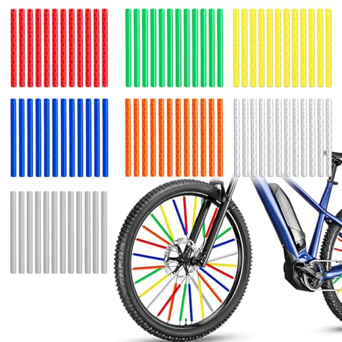 GMUFTIR Réflecteurs de Rayons de Vélo, 84 Pièces Réflecteurs Rayons de vélo 75mm Réflecteurs colorés à 360°, Faciles à Installer et Réutilisables, pour Tous Les Rayons de vélo Standard